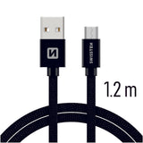 SWISSTEN DATA CABLE TEXTILE USB / MICRO USB 1.2M BLACK - SamoTech