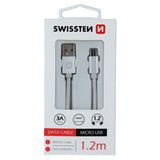 SWISSTEN DATA CABLE TEXTILE USB / MICRO USB 1.2M SILVER - SamoTech