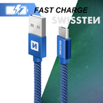 SWISSTEN DATA CABLE TEXTILE USB / MICRO USB 1.2M BLUE - SamoTech
