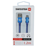 SWISSTEN DATA CABLE TEXTILE USB / MICRO USB 1.2M BLUE - SamoTech