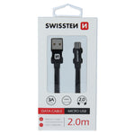 SWISSTEN DATA CABLE TEXTILE USB / MICRO USB 2M BLACK - SamoTech