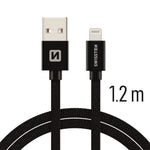 SWISSTEN DATA CABLE TEXTILE USB / LIGHTNING 1.2M BLACK - SamoTech