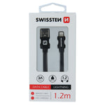 SWISSTEN DATA CABLE TEXTILE USB / LIGHTNING 1.2M BLACK - SamoTech