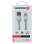 SWISSTEN DATA CABLE TEXTILE USB / LIGHTNING 1.2M SILVER - SamoTech