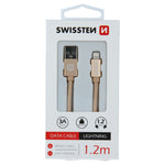 SWISSTEN DATA CABLE TEXTILE USB / LIGHTNING 1.2M GOLD - SamoTech