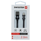 SWISSTEN DATA CABLE TEXTILE USB / LIGHTNING 2M BLACK - SamoTech