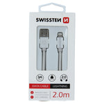 SWISSTEN DATA CABLE TEXTILE USB / LIGHTNING 2M SILVER - SamoTech