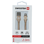 SWISSTEN DATA CABLE TEXTILE USB / LIGHTNING 2M GOLD - SamoTech