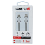 SWISSTEN DATA CABLE TEXTILE USB-C / LIGHTNING 1.2M SILVER - SamoTech