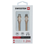 SWISSTEN DATA CABLE TEXTILE USB-C / LIGHTNING 1.2M GOLD - SamoTech