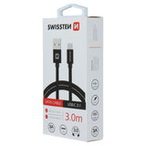 SWISSTEN DATA CABLE TEXTILE USB / USB-C 3.0M BLACK - SamoTech