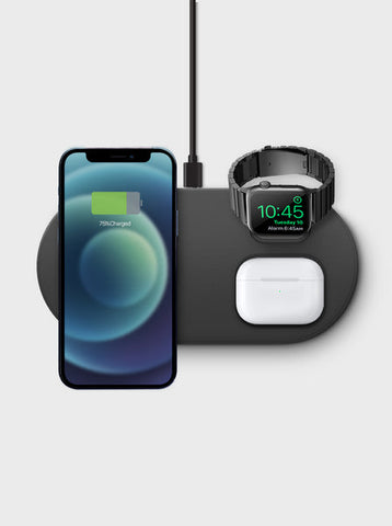 UNIQ AEREO MAG 3 IN 1 MAGNETIC FAST WIRELESS CHARGER (EU) - CHARCOAL (GREY)