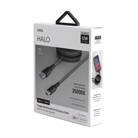 UNIQ HALO USB-A TO USB-C CABLE 1.2M - MIDNIGHT BLACK