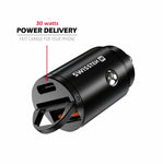SWISSTEN CAR ADAPTER POWER DELIVERY USB-C + SUPER CHARGE 3.0 30W NANO BLACK