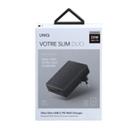 UNIQ VOTRE SLIM DUO USB C + USB A 20W WALL CHARGER - CHARCOAL (BLACK) - SamoTech