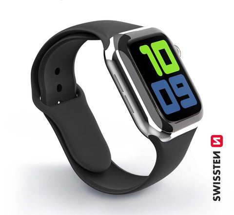 SWISSTEN SILICONE BAND FOR APPLE WATCH 42-44 mm BLACK